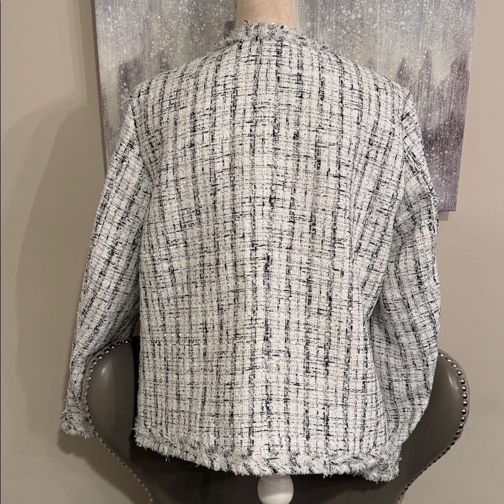 Ebossy Women's Black and White Tweed Jacket Size Large - Picture 5 of 7